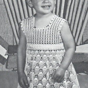 Crochet Pineapple Girls Dress Vintage Pattern Size 1-3 Toddler Dress   Instant Download PDF