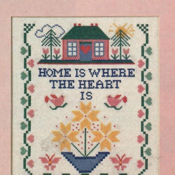 Vintage Home Is Where the Heart is Learn to Cross Stitch Sampler Design PDF Instant Download DIY Pattern E_Pattern