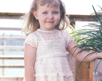 Vintage Crochet Girls Dress Pattern Toddler Dress Instant Download PDF