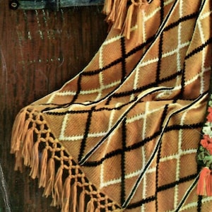 Vintage Plaid Knit Afghan Vintage Afghan Patterns Design PDF Instant Download DIY Pattern  Design