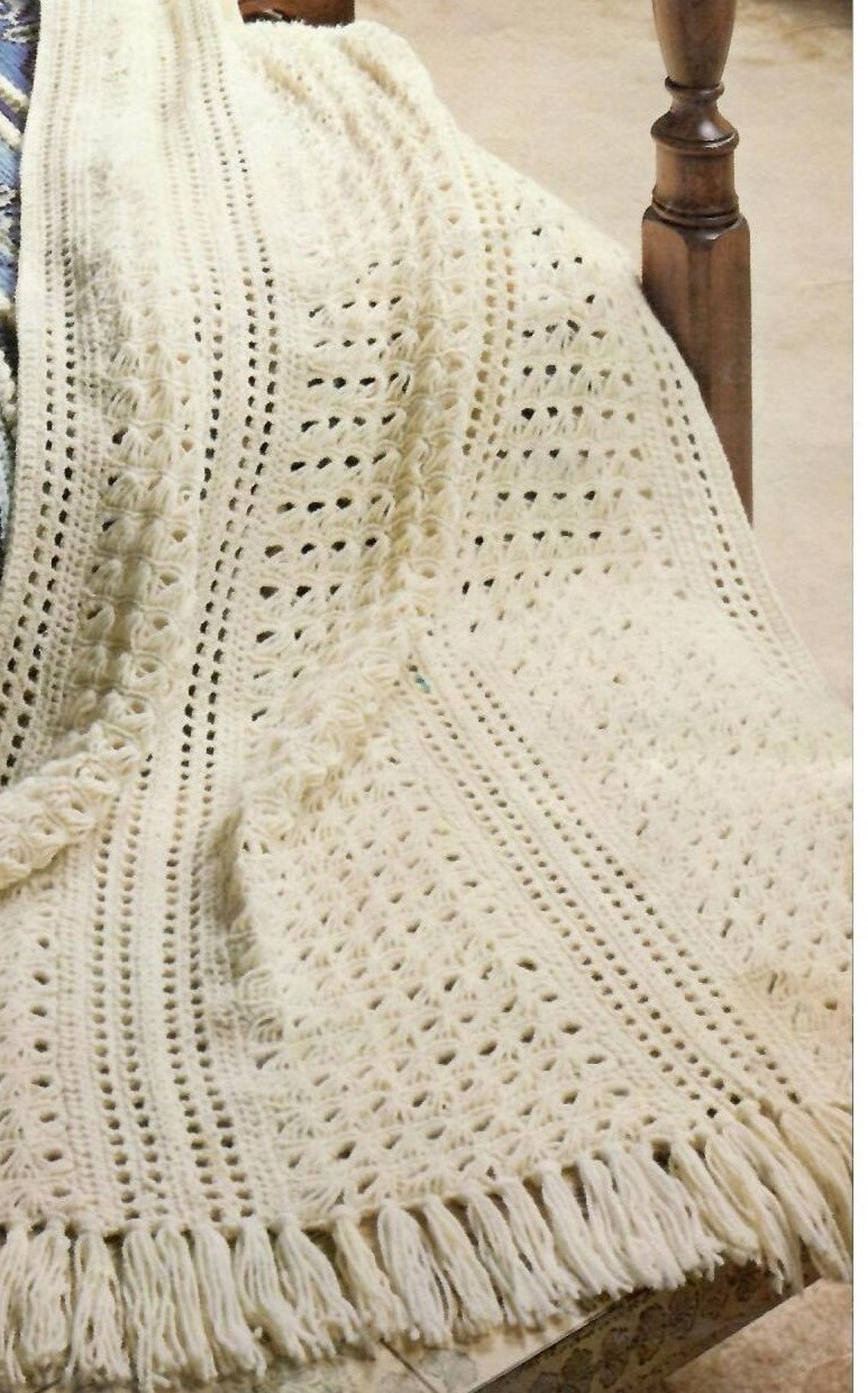 Broomstick Lace Vintage Afghan Pattern PDF Instant Download DIY Pattern