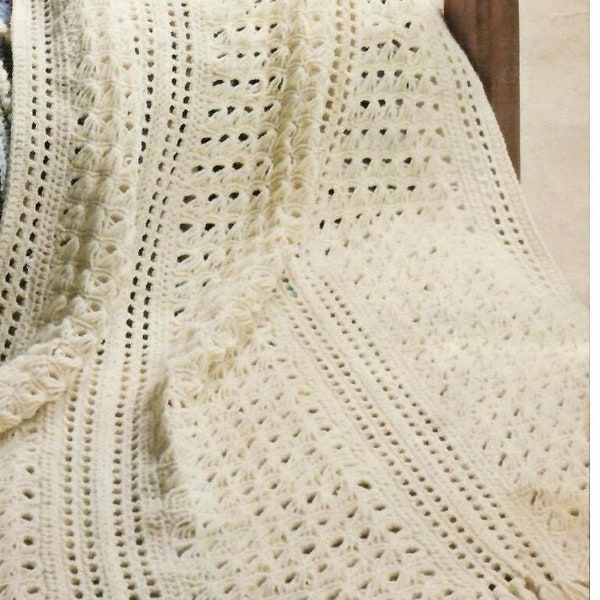 Broomstick Lace Vintage Afghan Pattern PDF Instant Download DIY Pattern Design Vintage Pattern