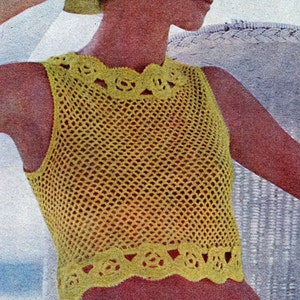 Crochet Beach Cover Up Set Pattern, Vintage 1970s Crochet Lace Pants and Summer Top Pattern, PDF Instant Download, Hippie Clothes
