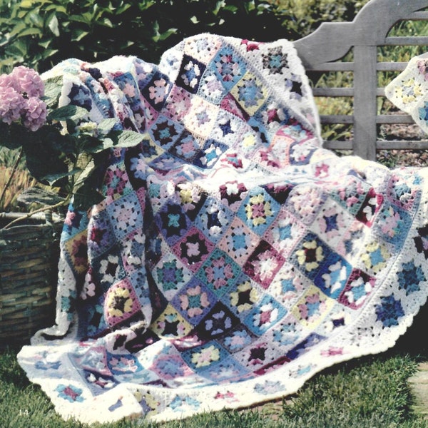 Shabby Granny Square Afghan Pattern Chic Border Design PDF Instant Download DIY Pattern  Design Vintage Pattern