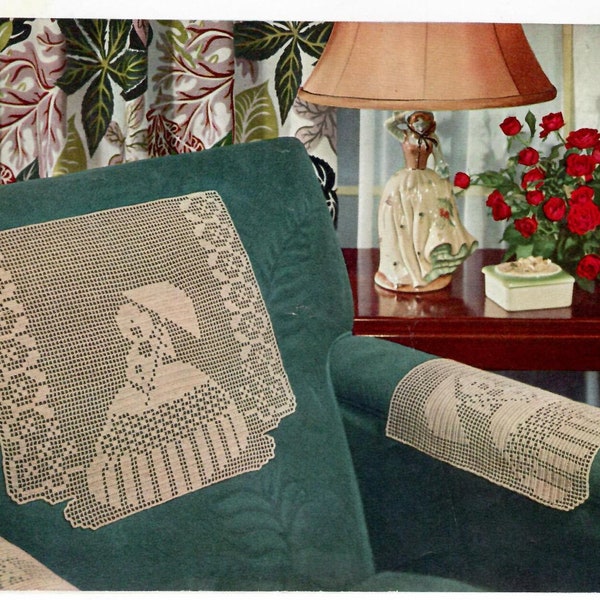 Antimacassar Victorian Ladies Crochet Chair Set & Runner Vintage Pattern Design PDF Instant Download EPattern Crochet DIY Pattern