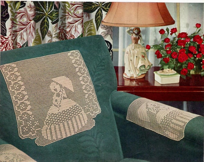 7 Antimacassar Doilies, Crochet Armchair Doilies, Vintage Sofa Doily
