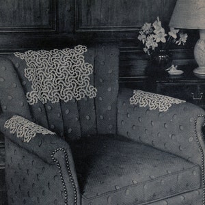 1930s Antimacassar Chair Set Pattern, Vintage Crochet Pattern, Crochet Lace Chariot Wheel Design, PDF instant download