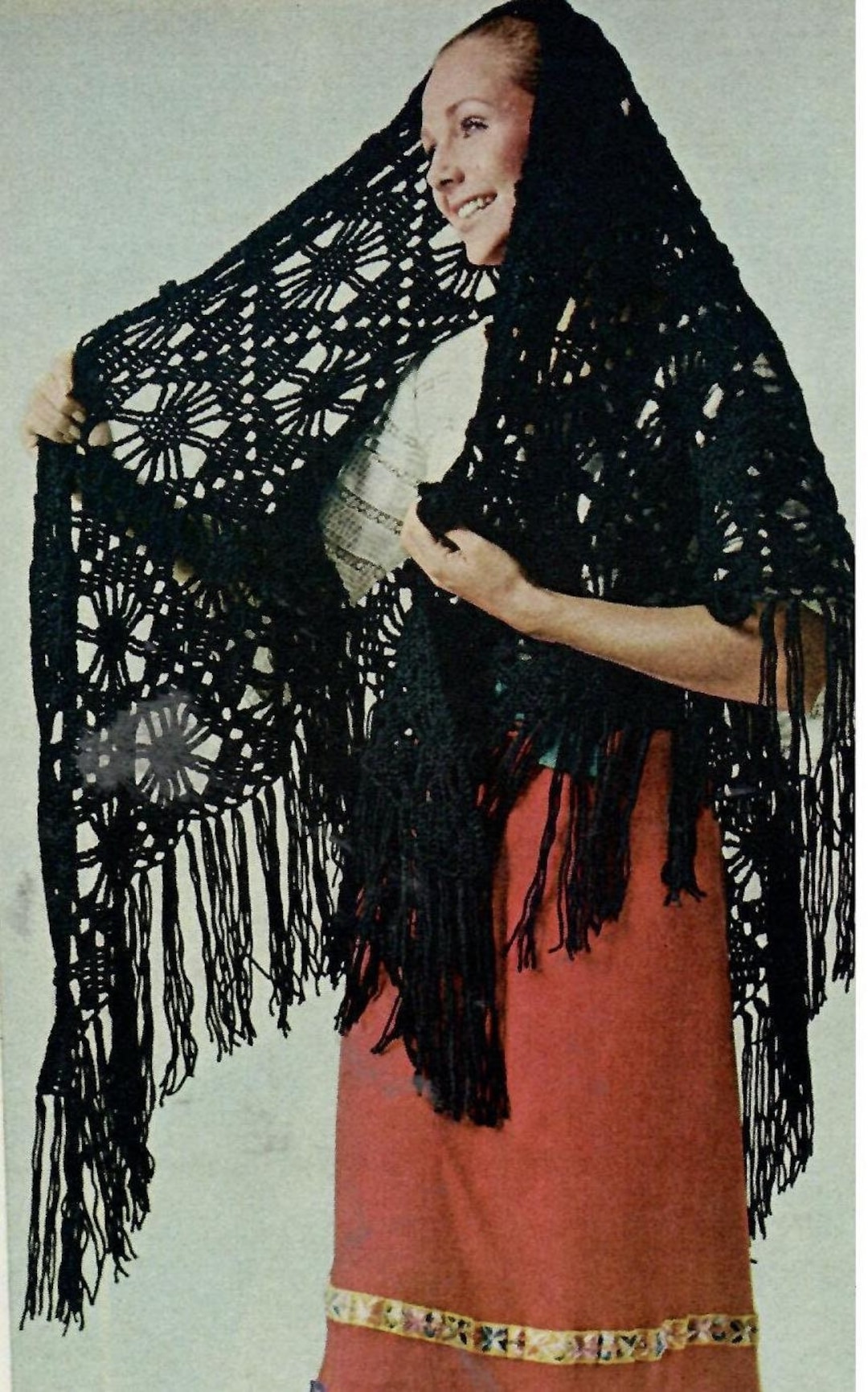 Lace Shawl Crochet Vintage Pattern PDF Instant Download E Pattern Boho ...