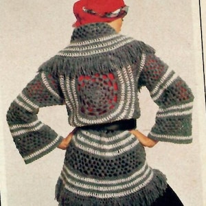 Crochet Circle Wrap Sweater Vintage Pattern PDF Instant Download Hippie Chic EPattern