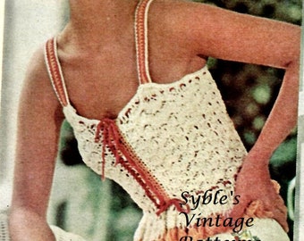 Modello di canotta vintage in pizzo all'uncinetto, top da festival boho (download immediato del PDF)