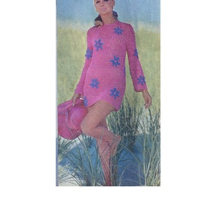 Hippie Clothes Crochet Beach Wear Dress Swim Cover Up  Vintage 70's Crochet Pattern,  PDF Instant Download