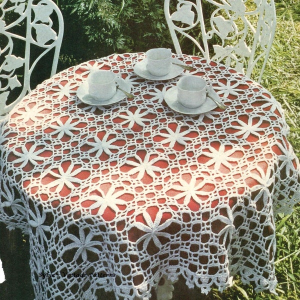 Crochet Star Flower Tablecloth Pattern PDF Instant Download Crochet DIY E Pattern