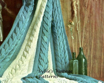 Vintage Knit Pattern Afghan PDF Instant Download DIY Pattern