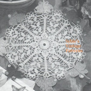 Crochet Butterfly Doily Vintage 1950 Pattern PDF Instant Download Pattern DIY