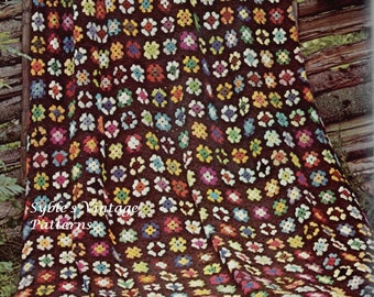 Vintage Crochet Granny Square Afghan Pattern (PDF Download)