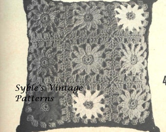 Crochet Flower Pillow Cover Pattern, Vintage Farmhouse Design (PDF Download)