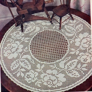 Rose Filet Centerpiece Doily Pattern PDF Instant Download  Pattern Crochet DIY Pattern