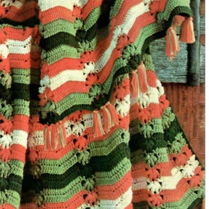 Crochet Striped Afghan Vintage Retro Style Pattern  PDF Instant Download DIY Pattern