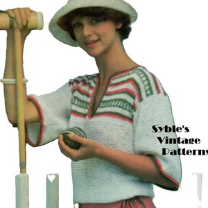 Modello di maglia estiva da scaricare in formato PDF, modello di pullover lavorato a maglia con giogo in stile Boho Chic Hippie