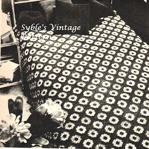 Crochet Daisy Afghan Vintage Pattern Design PDF Instant Download DIY Pattern  Design
