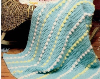 Patrón de manta de bebé a crochet: Manta vintage con punto de palomitas de maíz (Patrón en PDF)
