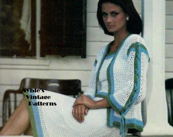 Crochet Skirt Top and Jacket Set in Filet Mesh Style PDF Digital Download Pattern