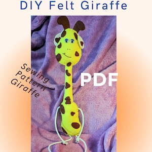 PDF Modello di cucito Giraffa di feltro, animali della giungla in feltro modello di cucito per principianti, artigianato per bambini