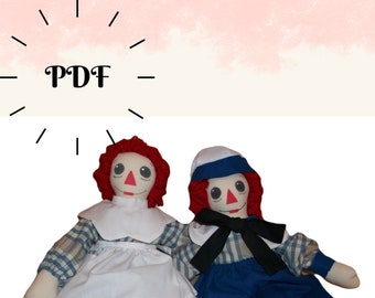 Raggedy Ann & Andy Doll Pattern, 19" Raggedy Ann Andy and Doll Clothes Patterns, Making Dolls and Dolls' Clothes, Step by Step Instructions