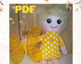 Basic Doll Pattern, 15" Girl Doll Sewing Pattern, PDF Tutorial doll wig pattern, PDF Pattern and photo Tutorial to make a Soft Rag Doll