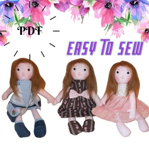 Rag Doll Sewing Pattern, Rag Doll Pattern 15 outfits with accessories, Soft Doll Pattern, Diy Christmas Gift, Instant Download image 1