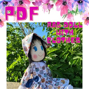 Cloth Doll Sewing Pattern, the PDF Pattern provides clear, step-by-step directions so you can cut, prepare, and sew. image 1