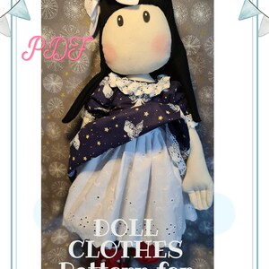 PDF Cloth Doll 19 50cm, Cloth Doll Pattern textile doll, Doll Clothes Pattern to Sew, Tutorial-Pattern-Instructions Clothes/Hair/ More image 9