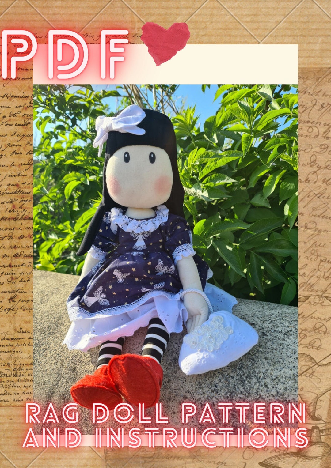 PDF Cloth Doll 19 50cm, Cloth Doll Pattern Textile Doll, Doll Clothes ...