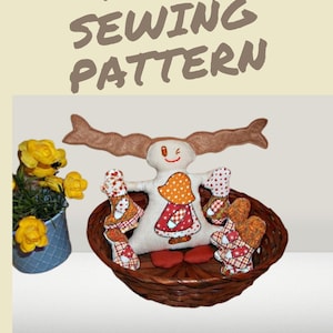 Rag Doll Sewing pattern with wig and braids. Easy to do! Doll Making - NOT TUTORIAL - Only pattern, Doll Face Template for Hand Embroidery