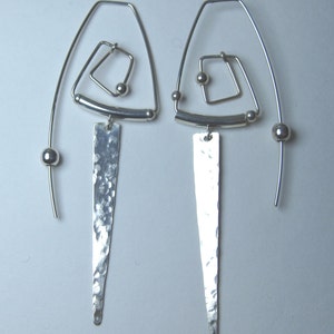 abstract sterling silver earrings, sterling silver earrings, sculptural earrings, unique silver earrings, modern silver earrings, sterling