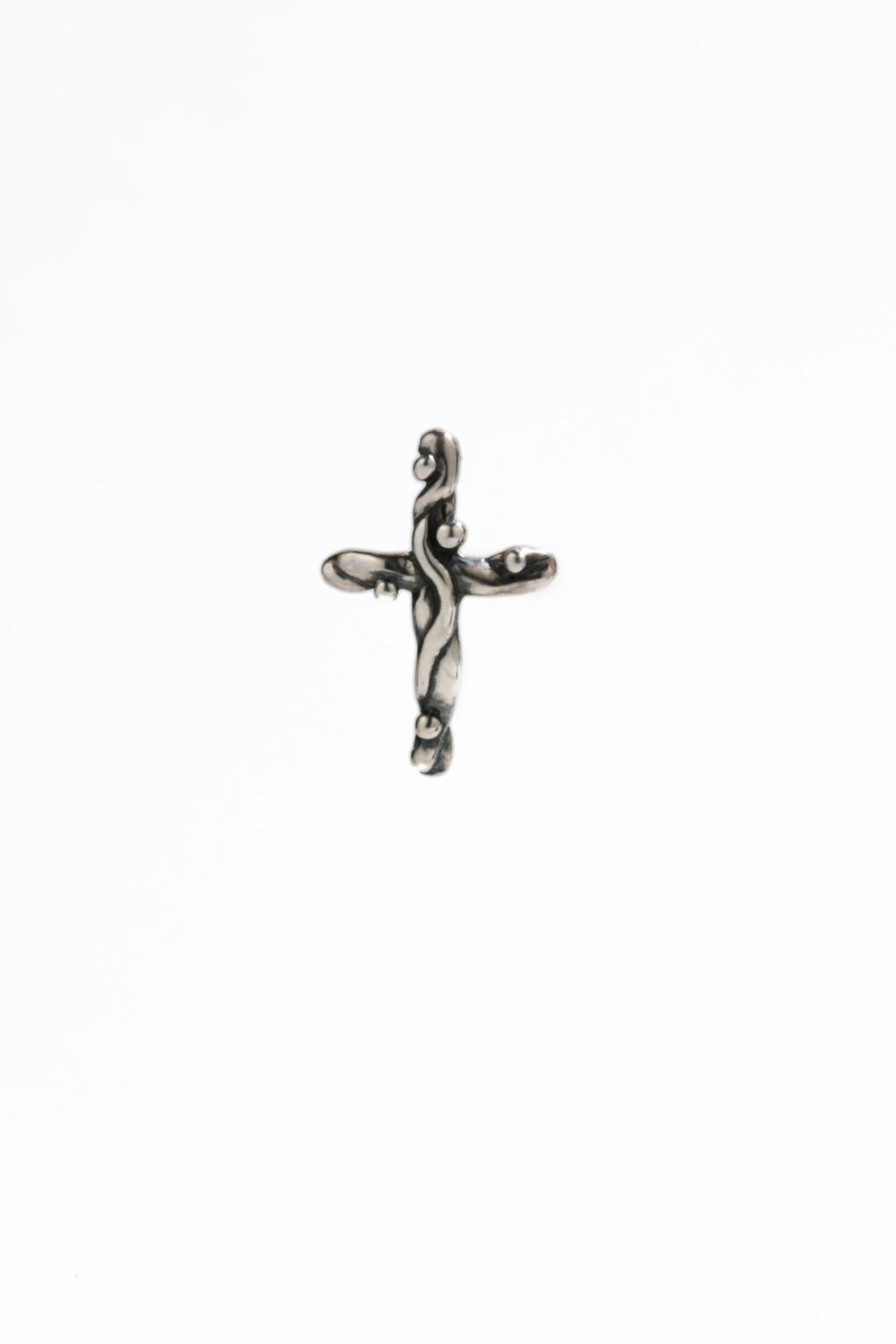 Sterling Silver Cross Pendant, Unique Organic Silver Cross Pendant