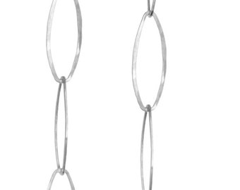 Sterling Silver Chain Link Earring, Austrian Crystal silver earring, long dangle earring, lightweight silver earring, silver link earring