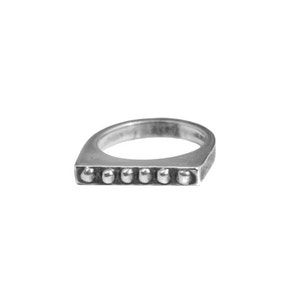 Sterling Silver Geometric Ring, silver beaded bar ring, stack silver ring, modern stack ring, thin stackable silver rings, flat silver ring