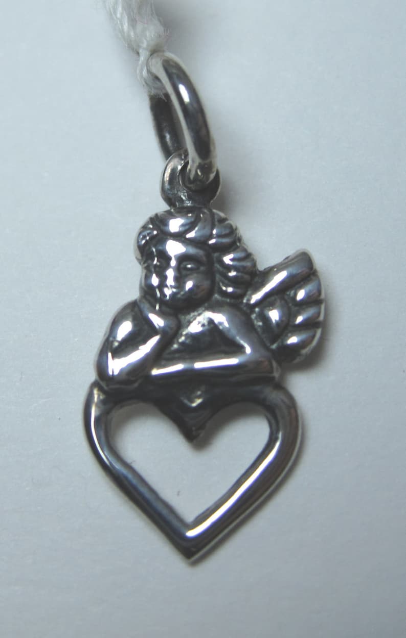 Silver Angel Pendant Sterling Silver Angel Heart Necklace - Etsy