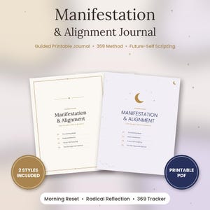Manifestation Journal Printable, 369 Method Tracker, Law of Attraction, Guided Journal, Affirmations, Future Self Scripting, PDF