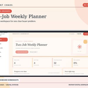 Two-Job Weekly Schedule Planner: Shifts, Time and Energy Tracker