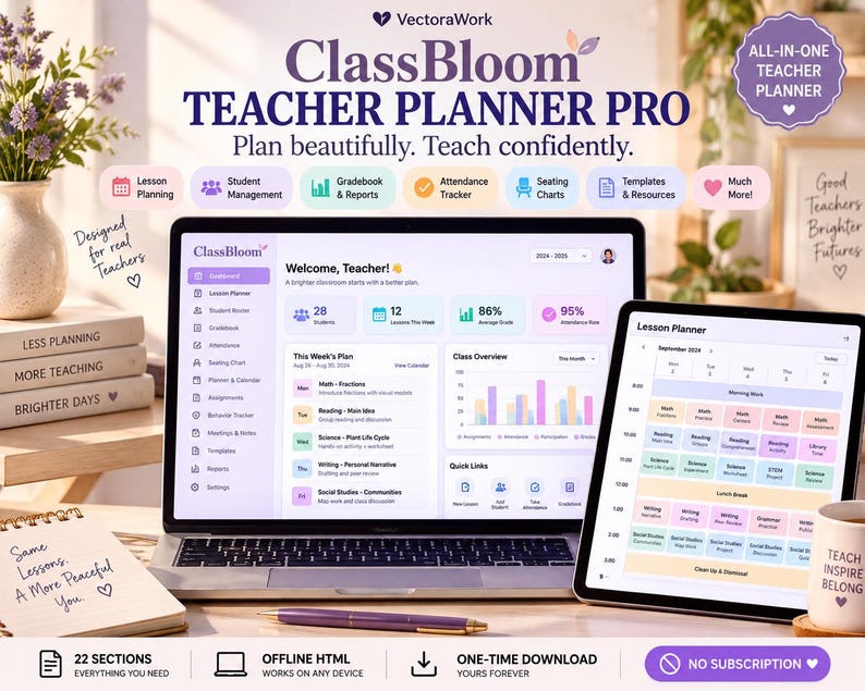 Digital Teacher Planner product preview