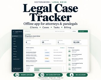 法律事件管理アプリ：タスク、カレンダー、請求書機能を備えたオフライン弁護士トラッカー