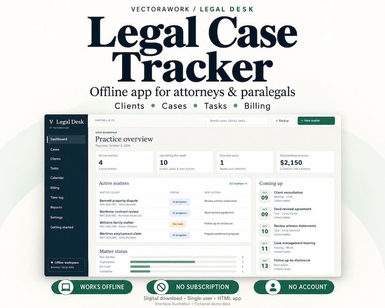 Legal Case Management App product preview