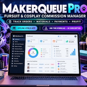 Fursuit Commission Tracker & Cosplay Maker Management App | Offline HTML5, Quotes, Inventory, Payments, Profit