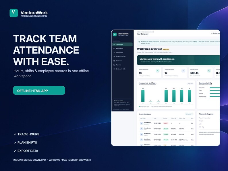 Employee Attendance Tracker Pro product preview