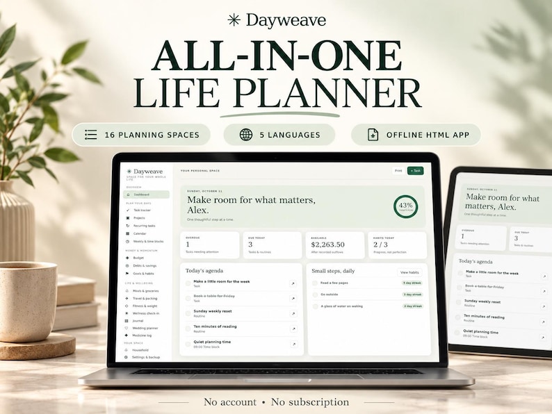 All-in-One Life Planner App product preview
