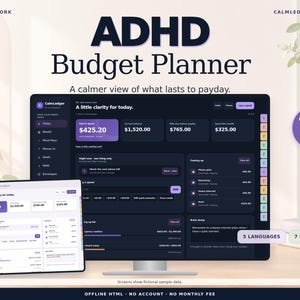 ADHD Budget Planner Simple App | Paycheck Budget, Bill Tracker, Debt Tracker, Spending & Savings | Calm Budget Dashboard, Offline