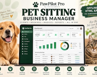 ペットシッタービジネストラッカー｜犬の散歩CRM、オフラインHTMLアプリ、予約カレンダー＆請求書
