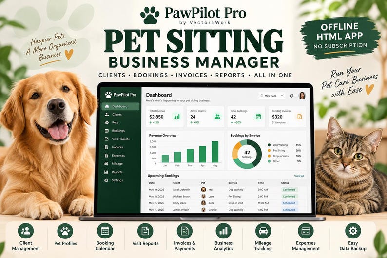 Pet Sitting Business Tracker product preview